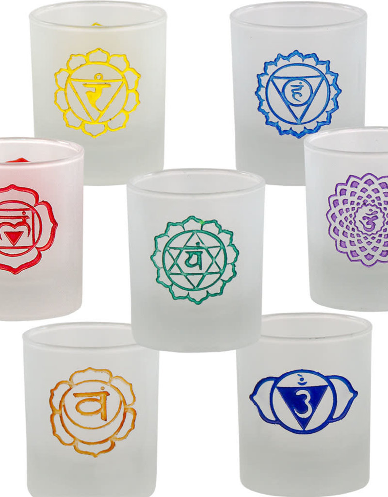 Candle Holder - Etched Chakras (Set 7) - 01139
