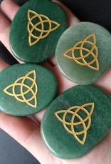Green Aventurine Palm Stone with Triquetra