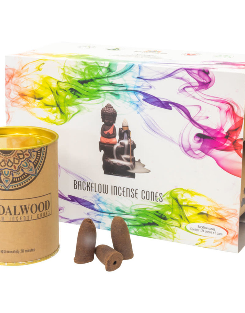 Incense - Goloka Sandalwood Backflow Cones - 24 per can - 75001