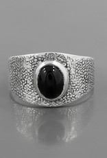 Black Onyx and Sterling Silver Ring (Size -7) - R-22934-02-65