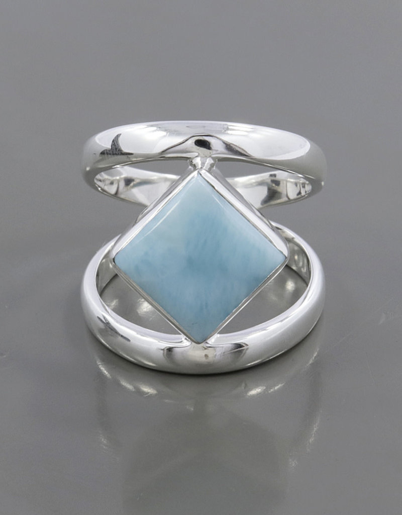 Larimar and Sterling Silver Ring (Size 6, 7, 8) - R-20505-546
