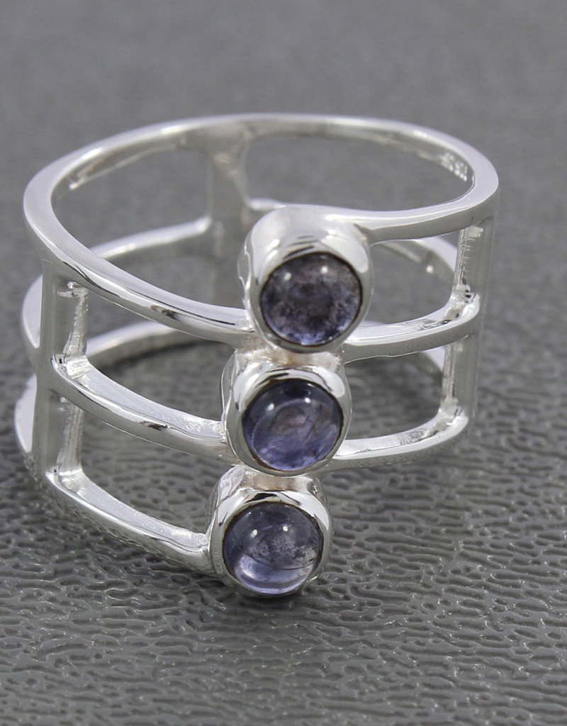 Iolite and Sterling Silver Ring (Size 6) - R-22971-07-cl1