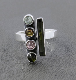 Pink Tourmaline and Sterling Silver Ring (Size 6, 7, 8) - R-23339-10-62