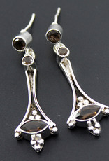 Smoky Quartz Dangling Sterling Silver Earrings - ER-20053-544