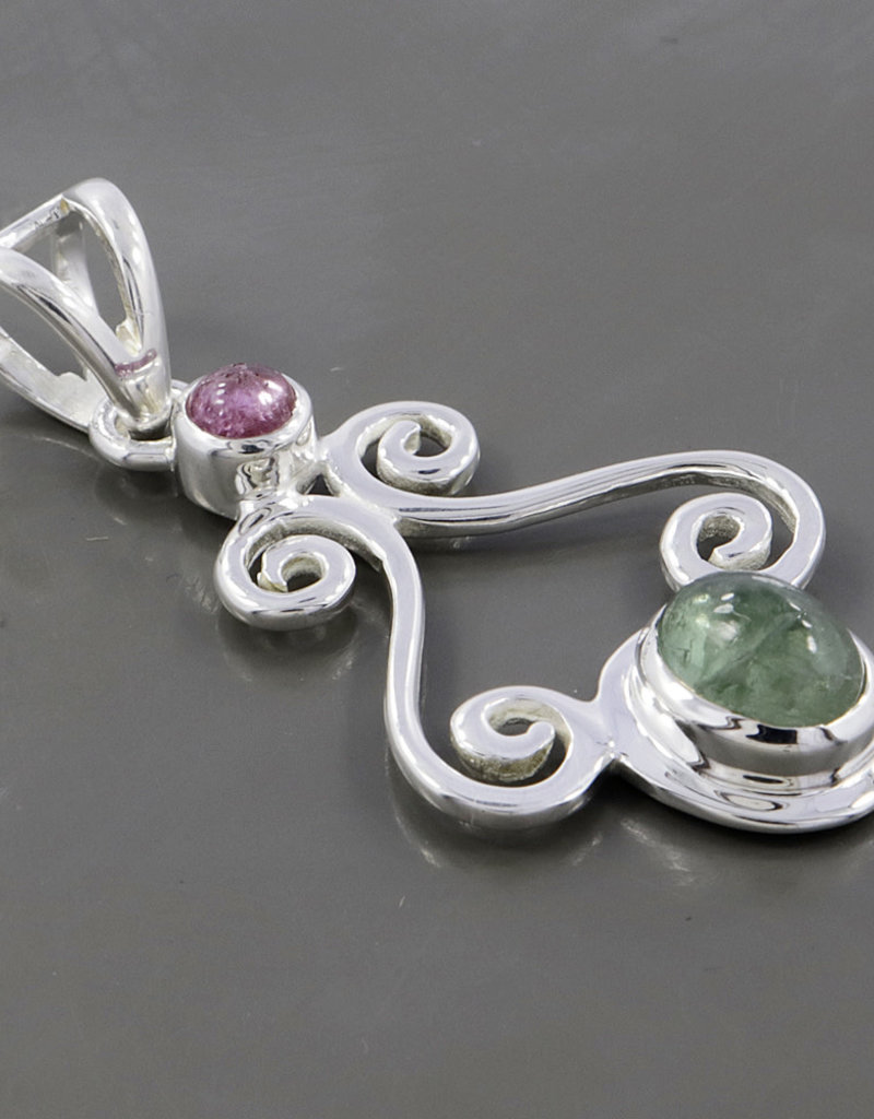 Multicolor Tourmaline Sterling Silver Pendant - PA-20563-07-9-35