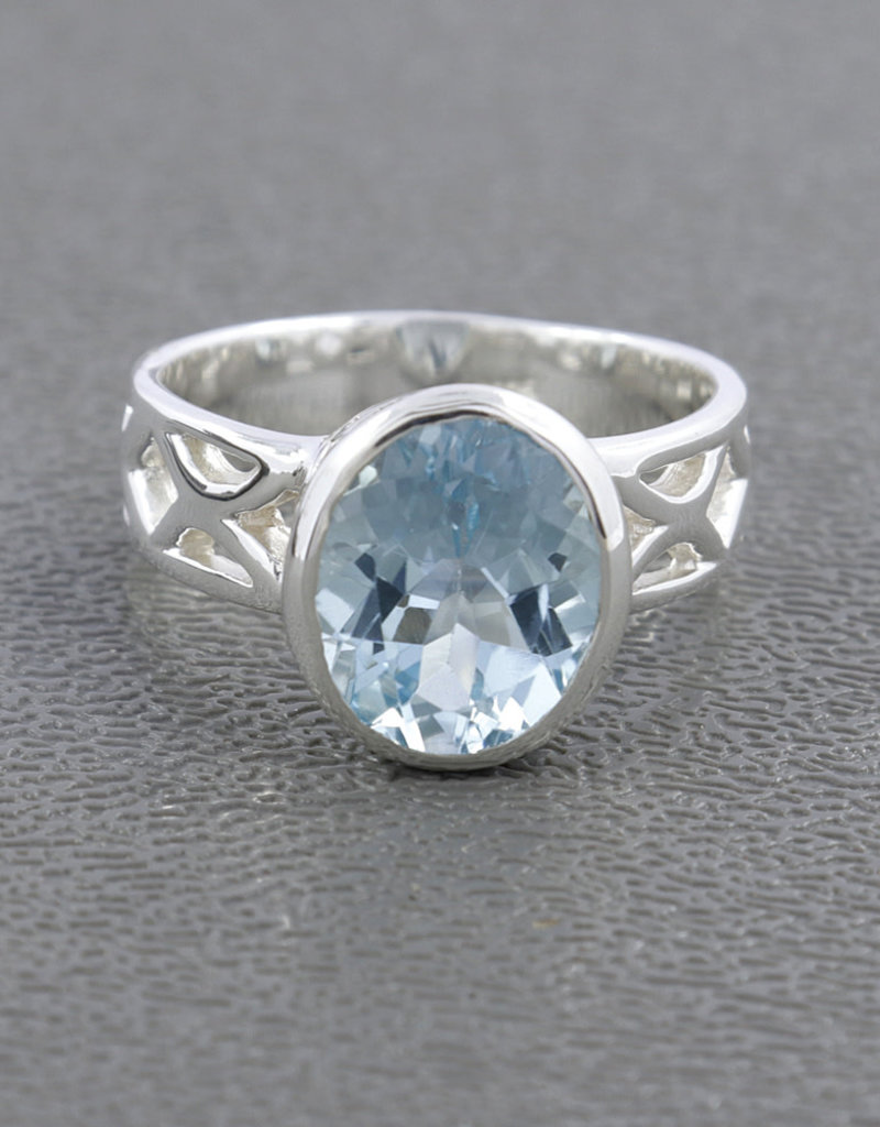 Blue Topaz and Sterling Silver Ring (Size 6) - R-20746-01-3-49