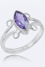 Amethyst and Sterling Silver Ring (Size 7, 8) - R-21166-04