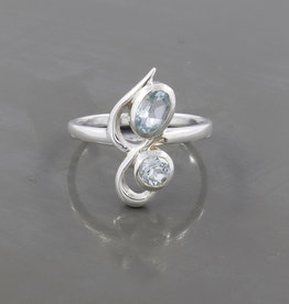 Blue Topaz and Sterling Silver Ring (Size 8) - R-23104-22-6