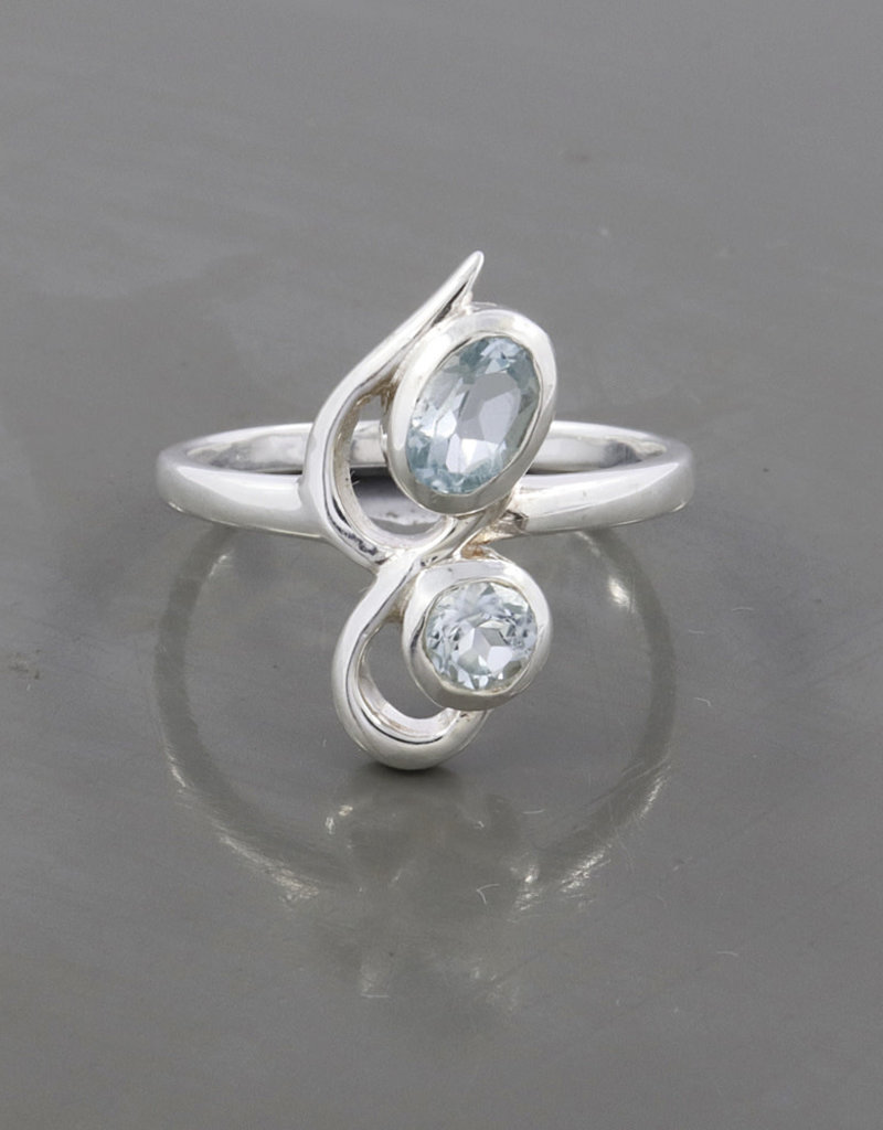 Blue Topaz and Sterling Silver Ring (Size 8) - R-23104-22-6