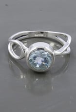 Blue Topaz and Sterling Silver Ring (Size 7) - R-22825-05-3-24