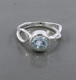 Blue Topaz and Sterling Silver Ring (Size 7) - R-22825-05-3-24