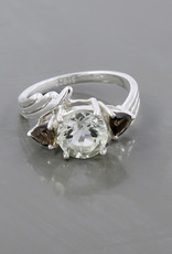 Prasiolite, Smoky Quartz Silver and Sterling Silver Ring (Size 6) - R-21152-19-34-7