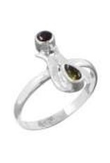 Tourmaline and Garnet Sterling Silver Ring (Size 6) - R-20978-71-12-A