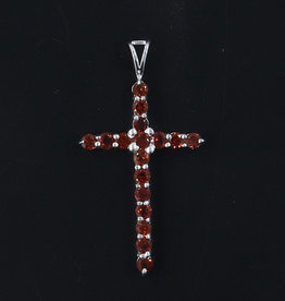 Garnet and Sterling Silver Cross Pendant - PA-24140-02-a23