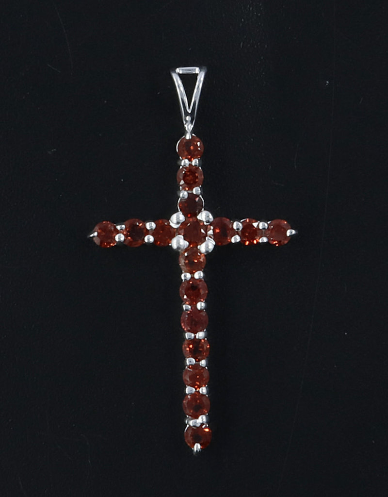 Garnet and Sterling Silver Cross Pendant - PA-24140-02-a23