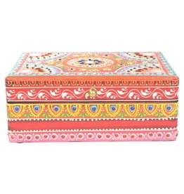Box - Hand Painted Wooden Box - Red - 7.5 x 4 inches - 65004