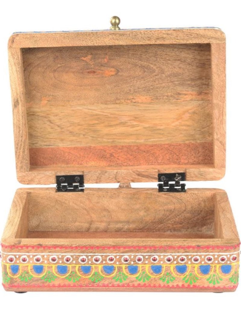 Box - Hand Painted Wooden Box - 7.5 x 5.5 - Natural - 65005