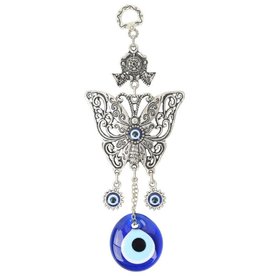 Wall Hanging -  Evil Eye with Butterfly - 7.5 x 3 inches - 6351