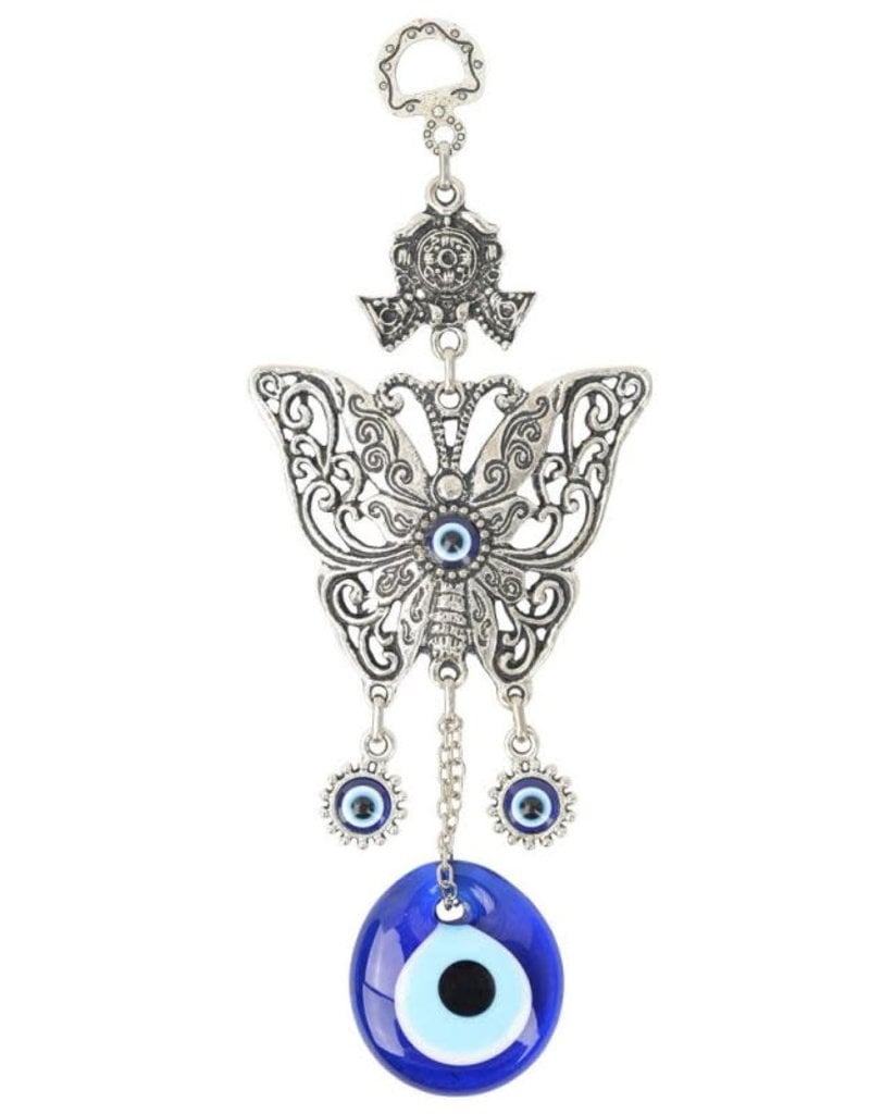 Wall Hanging -  Evil Eye with Butterfly - 7.5 x 3 inches - 6351