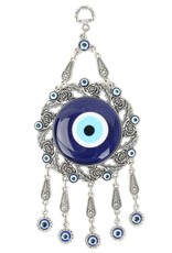 Wall Hanging - Evil Eye with Roses and Leaves - 9 x 4 inches - 6350