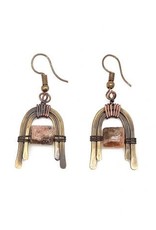 Earrings - Wire Wrap Horshoe with Pink Agate Crystal - E3527