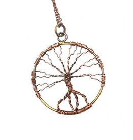 Necklace - Antique Brass Tree of Life 30 inches - N3136
