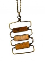 Necklace - Antiqued Brass with Tiger Eye 30 inches - N3220