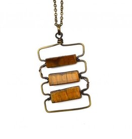 Necklace - Antiqued Brass with Tiger Eye 30 inches - N3220