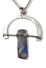 Necklace - Antiqued Silver with Labradorite 30 inches - N3219LD
