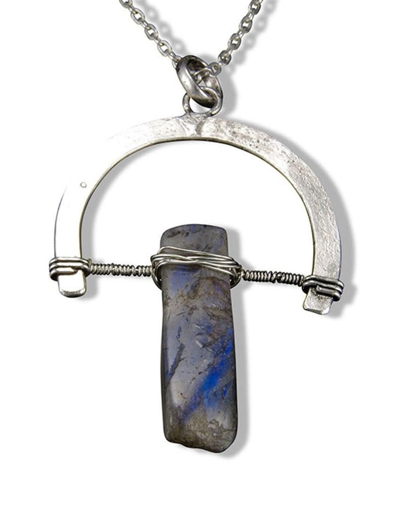 Necklace - Antiqued Silver with Labradorite 30 inches - N3219LD