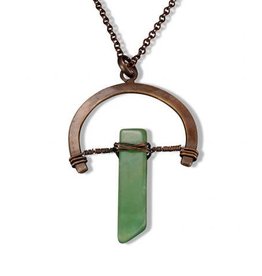 Necklace - Antiqued Brass with Aventurine 30 inches - N3219AV