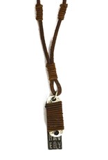 Mens Necklace - Recycled Leather Chord with Pewter Pendant - Strength and Bravery. - N8008