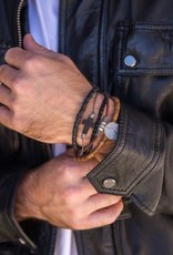 Mens Bracelet - Five Strands with Cross and Medal - B8032