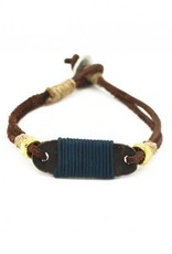 Mens Bracelet - Handcrafted Recycled Leather, Jute Chord, Copper Plaque, Steel Washers, Aluminum Loop - B8010