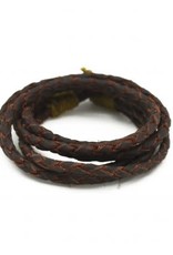 Mens Bracelet - Handcrafted Recycled Leather Chord - Brown - B8006