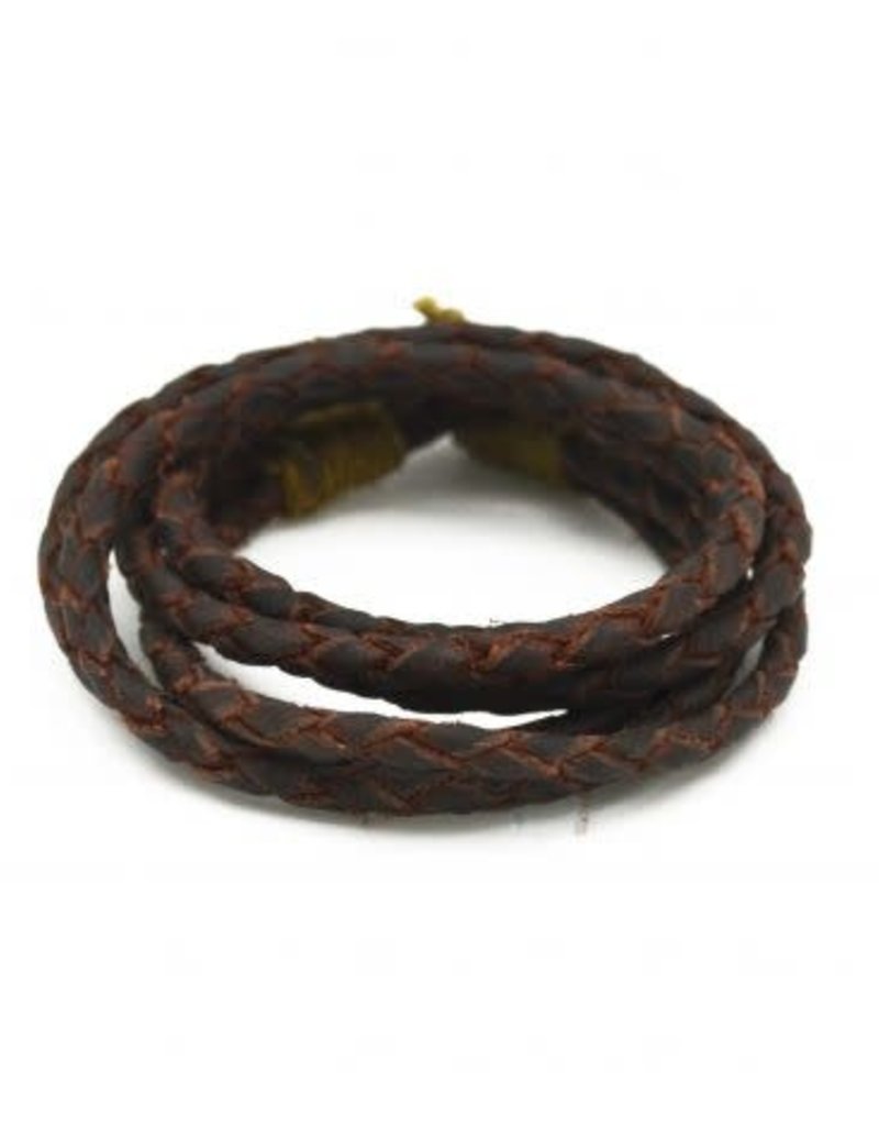 Mens Bracelet - Handcrafted Recycled Leather Chord - Brown - B8006