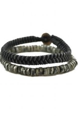 Handcrafted Recycled Leather Chord - Black and Gray Men's Bracelet