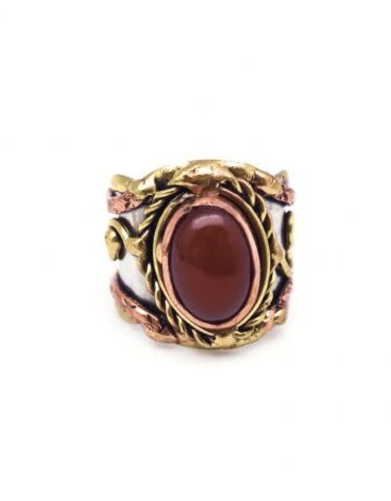 Ring - Red Onyx, Stainless Steel with Brass and Copper - R2216