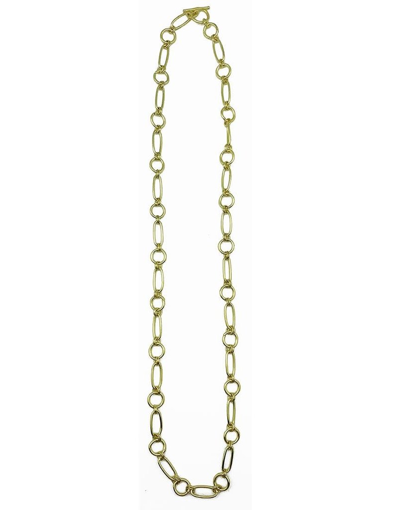 Necklace - Gold Plated, Round and Oval Links 32 inches - NL703G