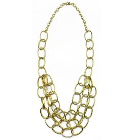 Necklace - Gold Plated Bib - 26 inches - NL710G