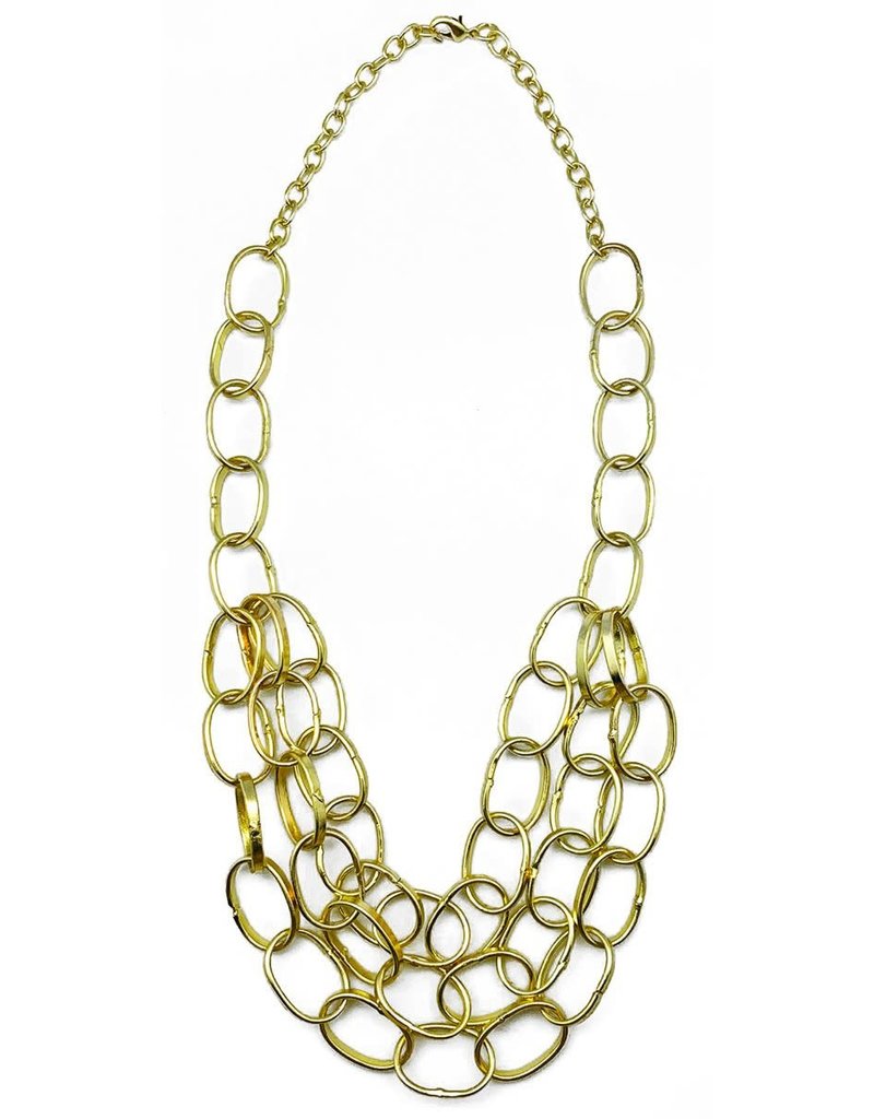 Necklace - Gold Plated Bib - 26 inches - NL710G