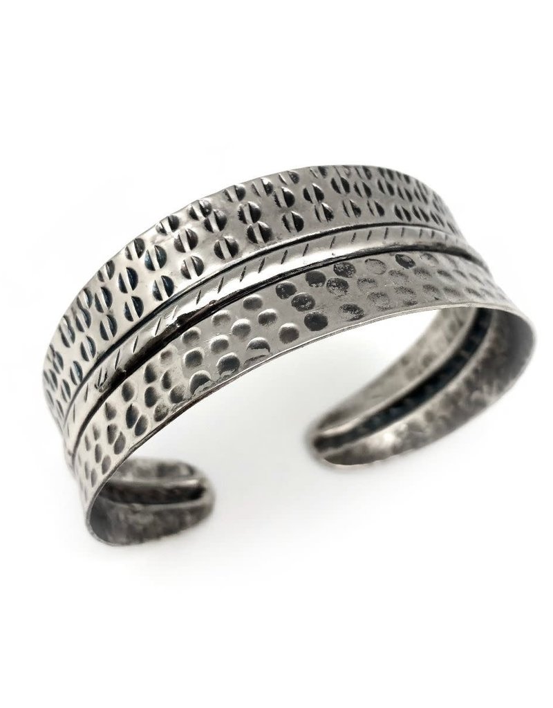 Bracelet - Antique Silver Tone Mixed Pattern - B1409