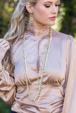 Necklace - Gold Plated, Double Wide Curb 39 inches - NL702G
