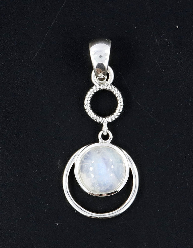 Rainbow Moonstone and Sterling Silver Pendant - PA-24248-01-25-1