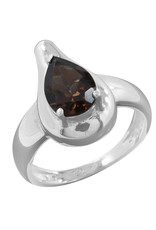 Smoky Quartz and Sterling Silver Ring (Size 6) - R-21375-04-856
