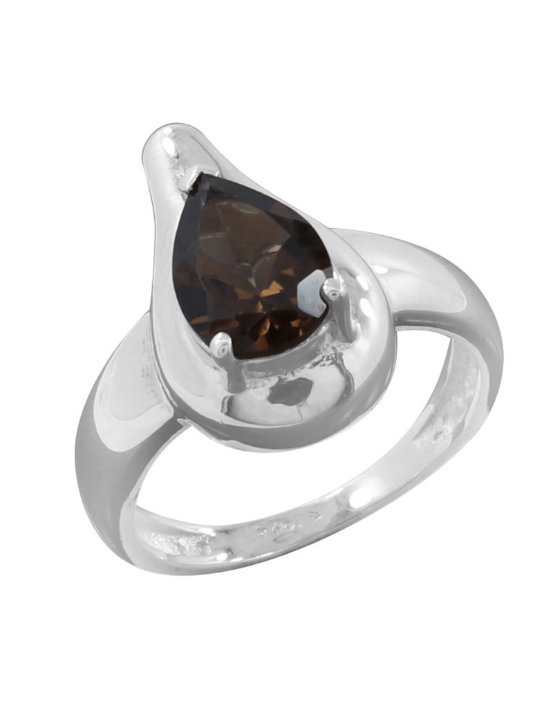 Smoky Quartz and Sterling Silver Ring (Size 6) - R-21375-04-856