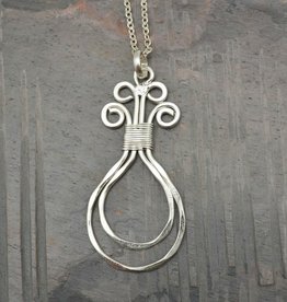 Necklace - Double Hoop with Swirls - Silver Plated 30 inches - N419LS