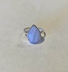 Blue Lace Agate and Sterling Silver Ring (Size 7.5, 8.5) - R-20229-30-25-1