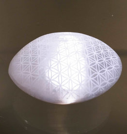 Selenite Engraved Palmstone (Flower of Life)