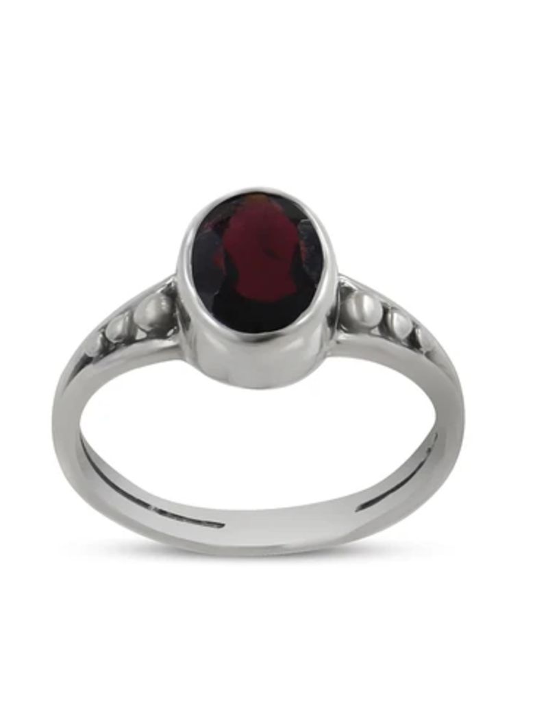 Garnet, Oval, Sterling Silver Ring (Size 8) - AGR-21149-08